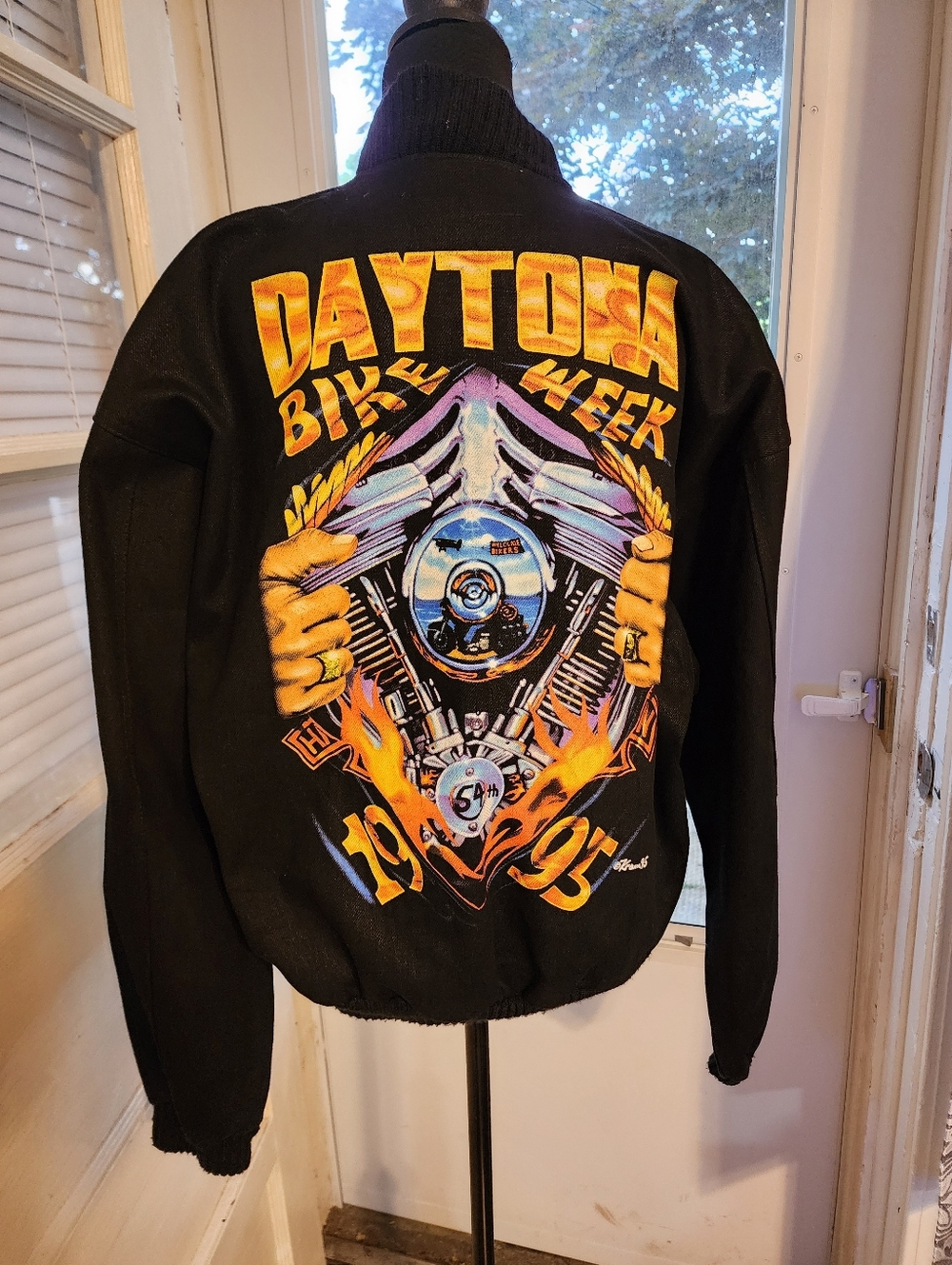 Vintage 1993 Daytona Bike Week Jacket Lonesome Trail USA Biker Motorcycle.